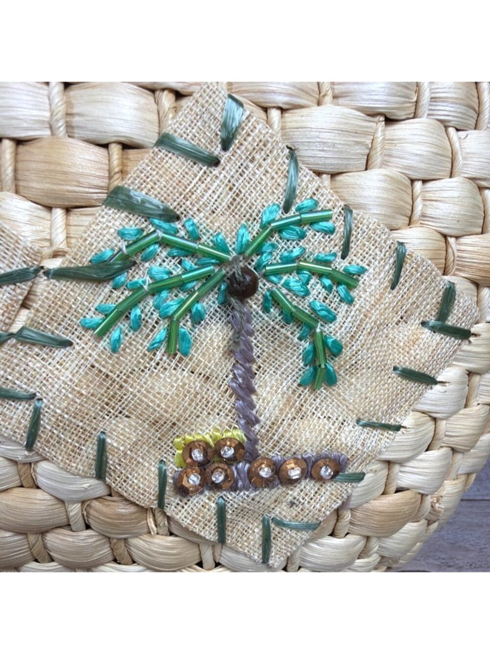 Y2K Tropical Straw Tote Drawstring Security Liner Summer Beach Vacation Purse - Picture 16 of 16